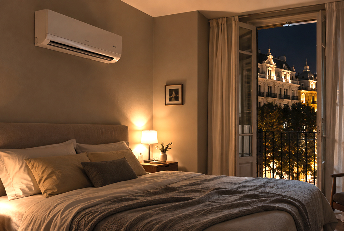 aire acondicionado de noche